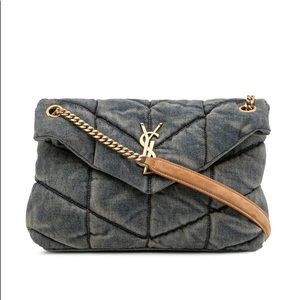 NWT YSL Small Denim Lou Lou Puffer Denim Bag